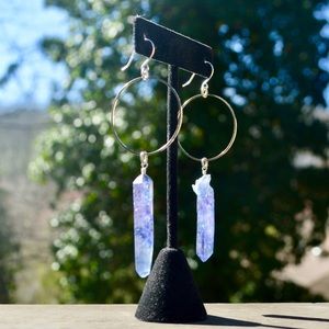 Free people silver aura quartz earrings